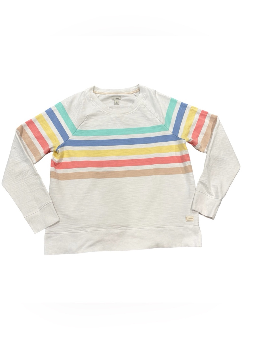 L.L.Bean Peaks Island Pastel Stripe Cotton Crewneck Sweatshirt - Large like new